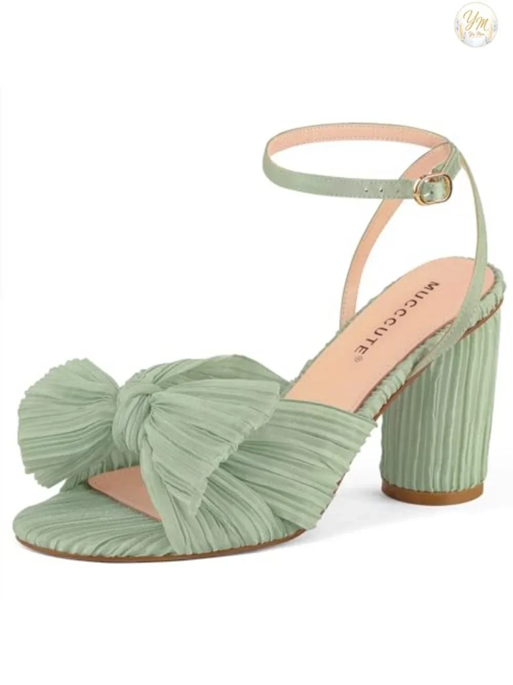 Women's Bow Knot Heeled Sandals Chunky Block Heel Ankle Strap